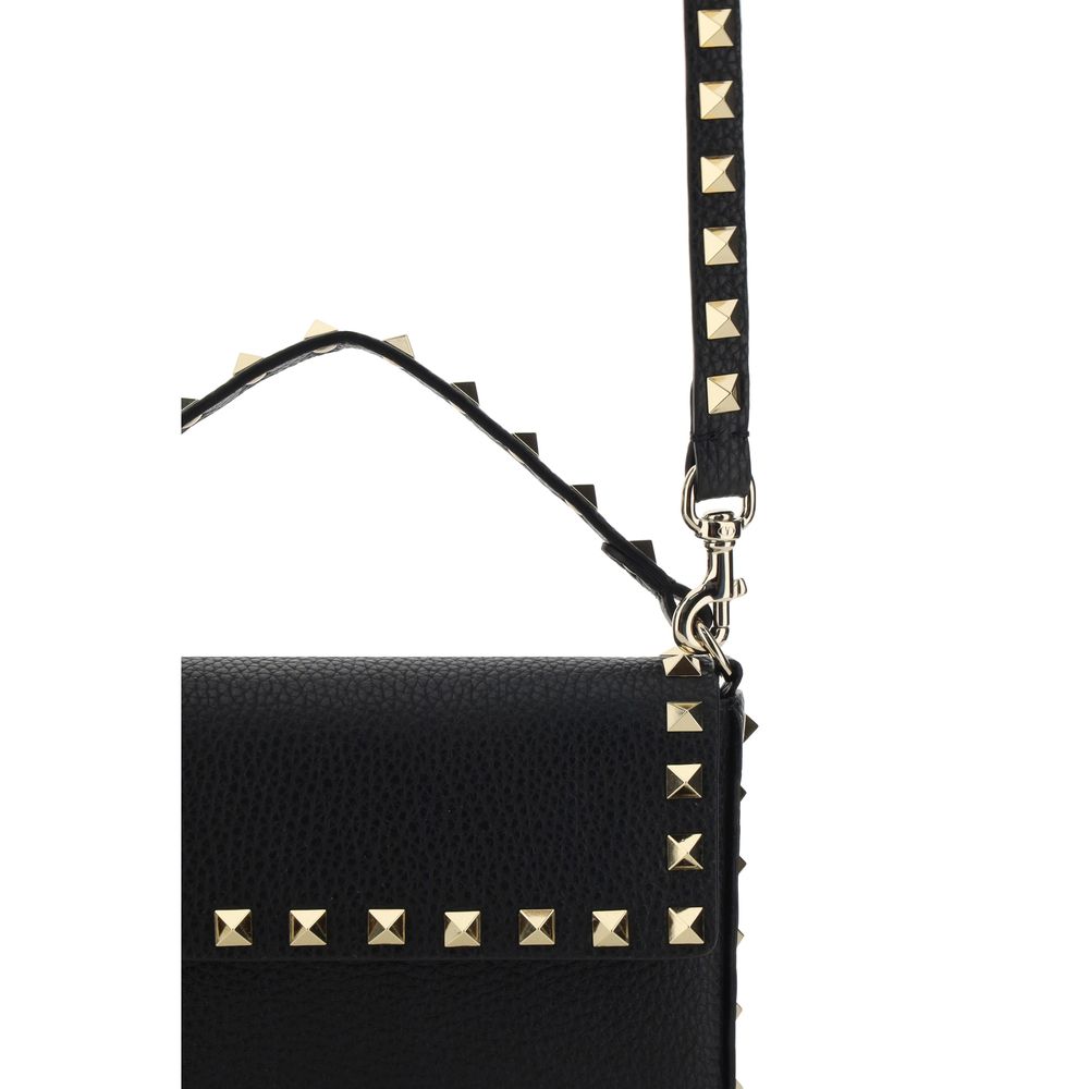 Bolso de hombro Valentino Garavani negro de piel de becerro Bos Taurus