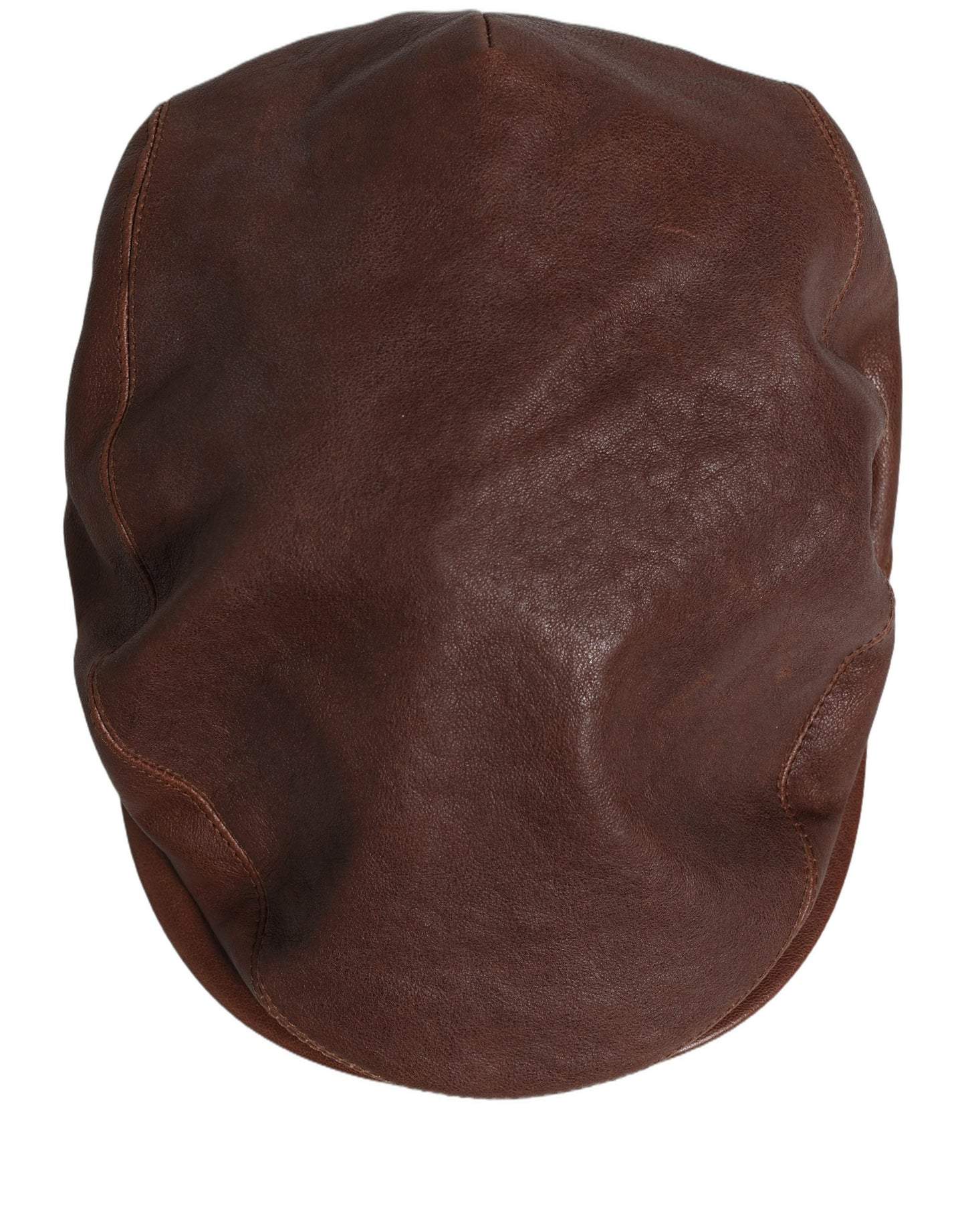 Dolce & Gabbana Casquette Plate Homme en Cuir d'Agneau Marron