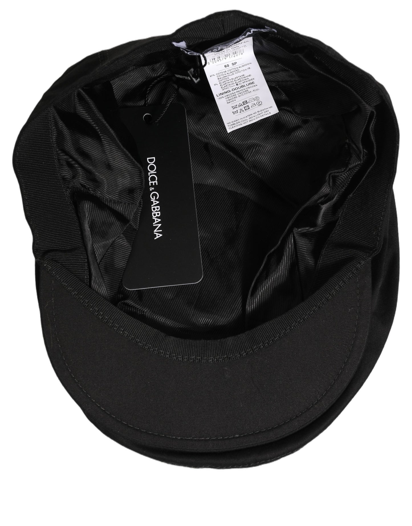 Dolce & Gabbana Casquette Gavroche Homme en Coton Stretch Noir