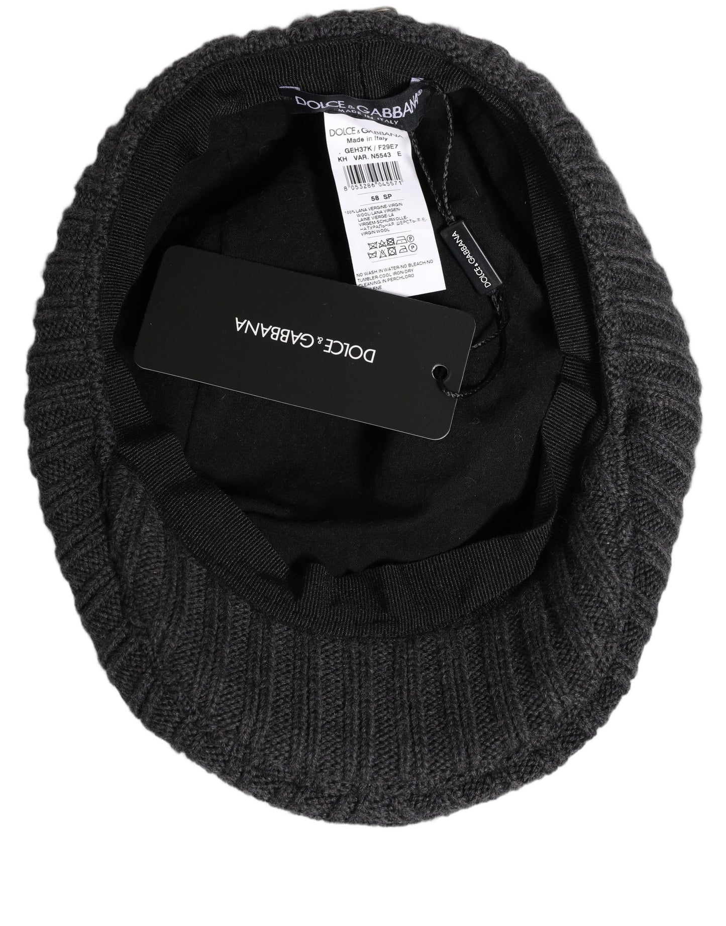 Dolce & Gabbana Gorra de lana gris oscuro para hombre