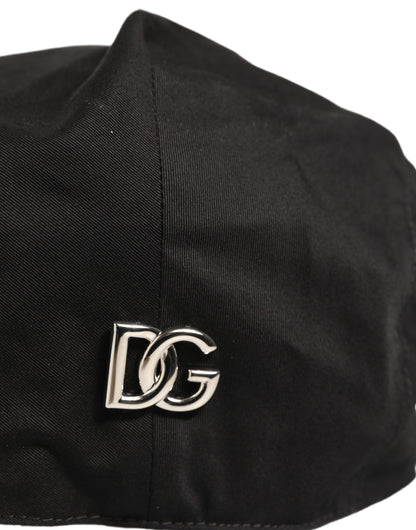 Dolce & Gabbana Casquette Gavroche Homme en Coton Stretch Noir