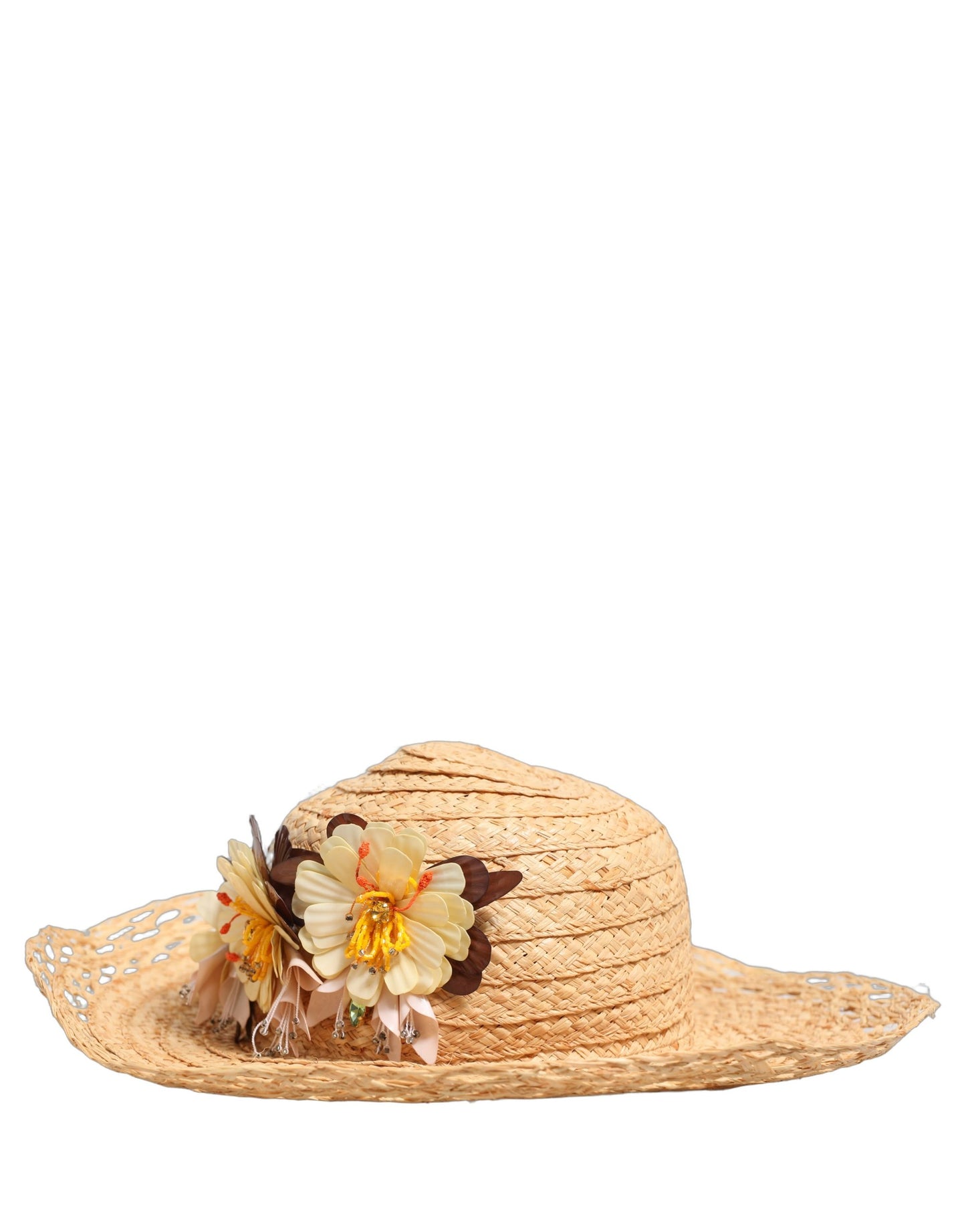 Sombrero Capello de cubo floral de ala ancha beige Dolce & Gabbana para mujer