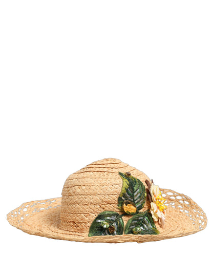Sombrero Capello de cubo floral de ala ancha beige Dolce & Gabbana para mujer
