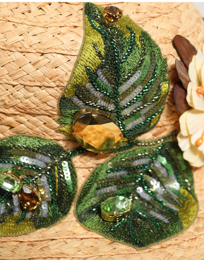 Sombrero Capello de cubo floral de ala ancha beige Dolce & Gabbana para mujer