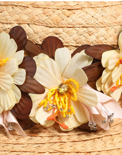 Sombrero Capello de cubo floral de ala ancha beige Dolce & Gabbana para mujer
