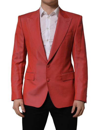 Chaqueta Blazer de Lana Roja Cruzada de Un Botón para Hombre Dolce & Gabbana