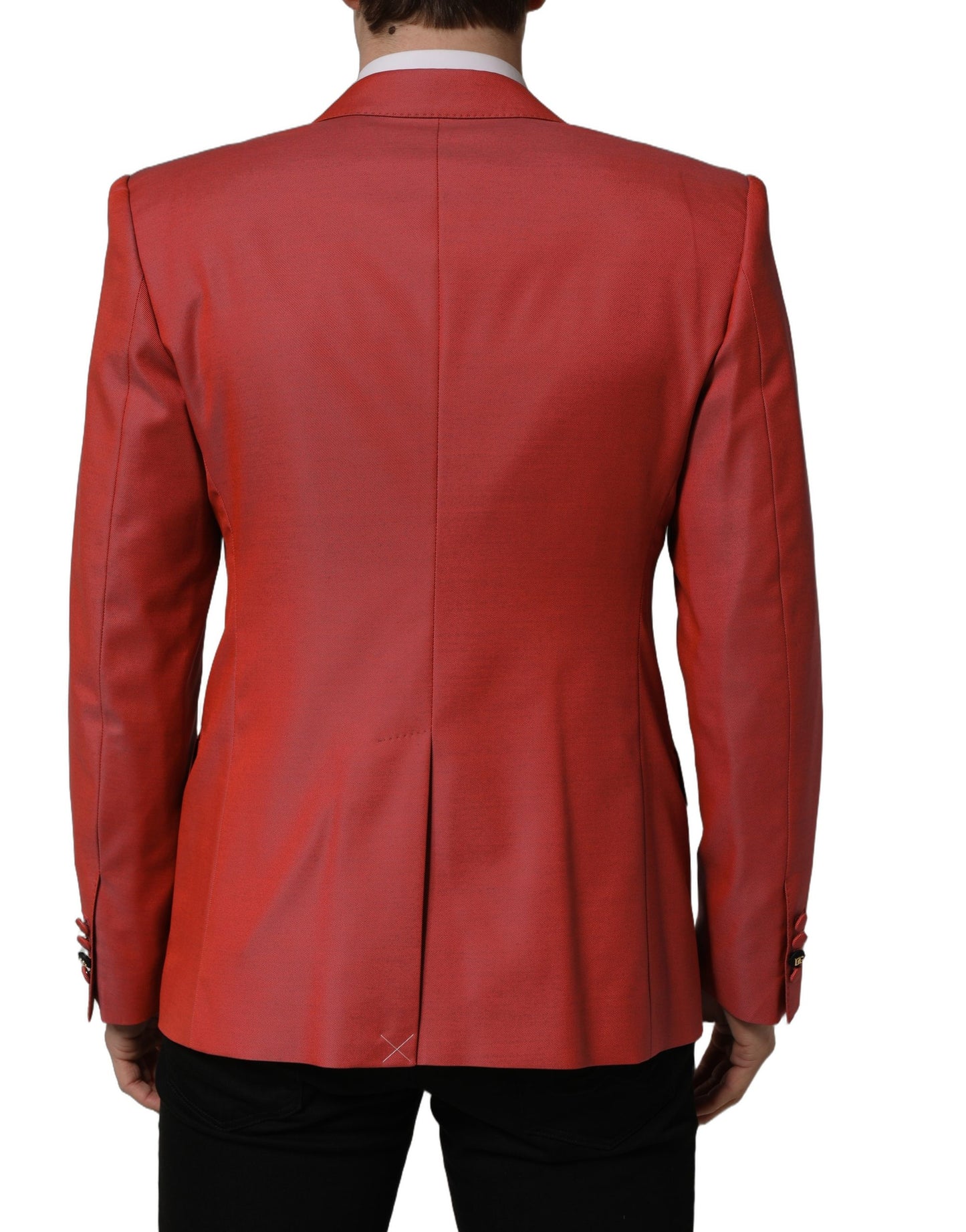 Chaqueta Blazer de Lana Roja Cruzada de Un Botón para Hombre Dolce & Gabbana