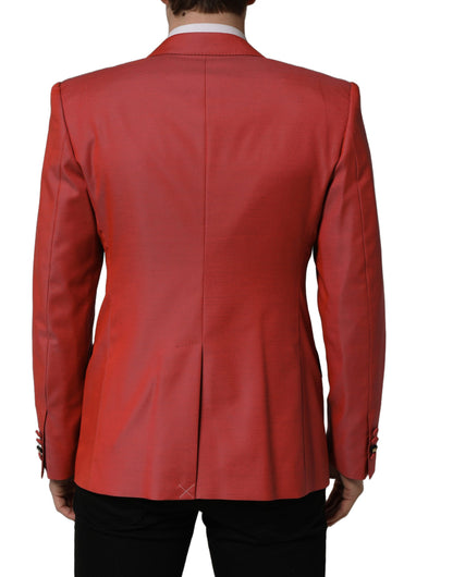 Chaqueta Blazer de Lana Roja Cruzada de Un Botón para Hombre Dolce & Gabbana