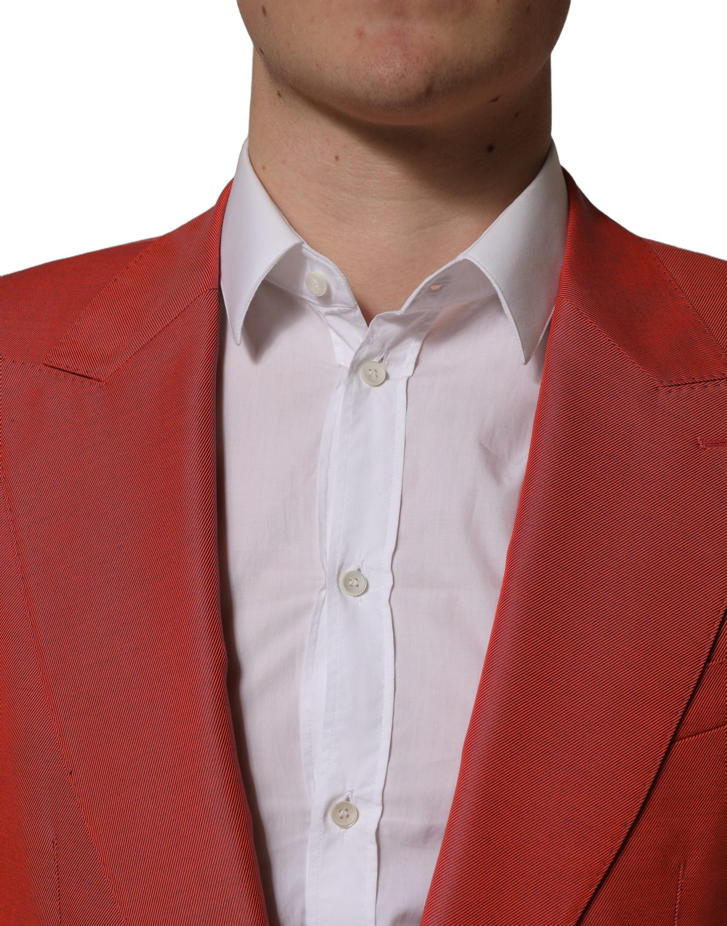 Chaqueta Blazer de Lana Roja Cruzada de Un Botón para Hombre Dolce & Gabbana
