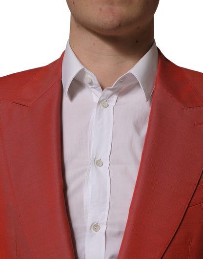 Chaqueta Blazer de Lana Roja Cruzada de Un Botón para Hombre Dolce & Gabbana
