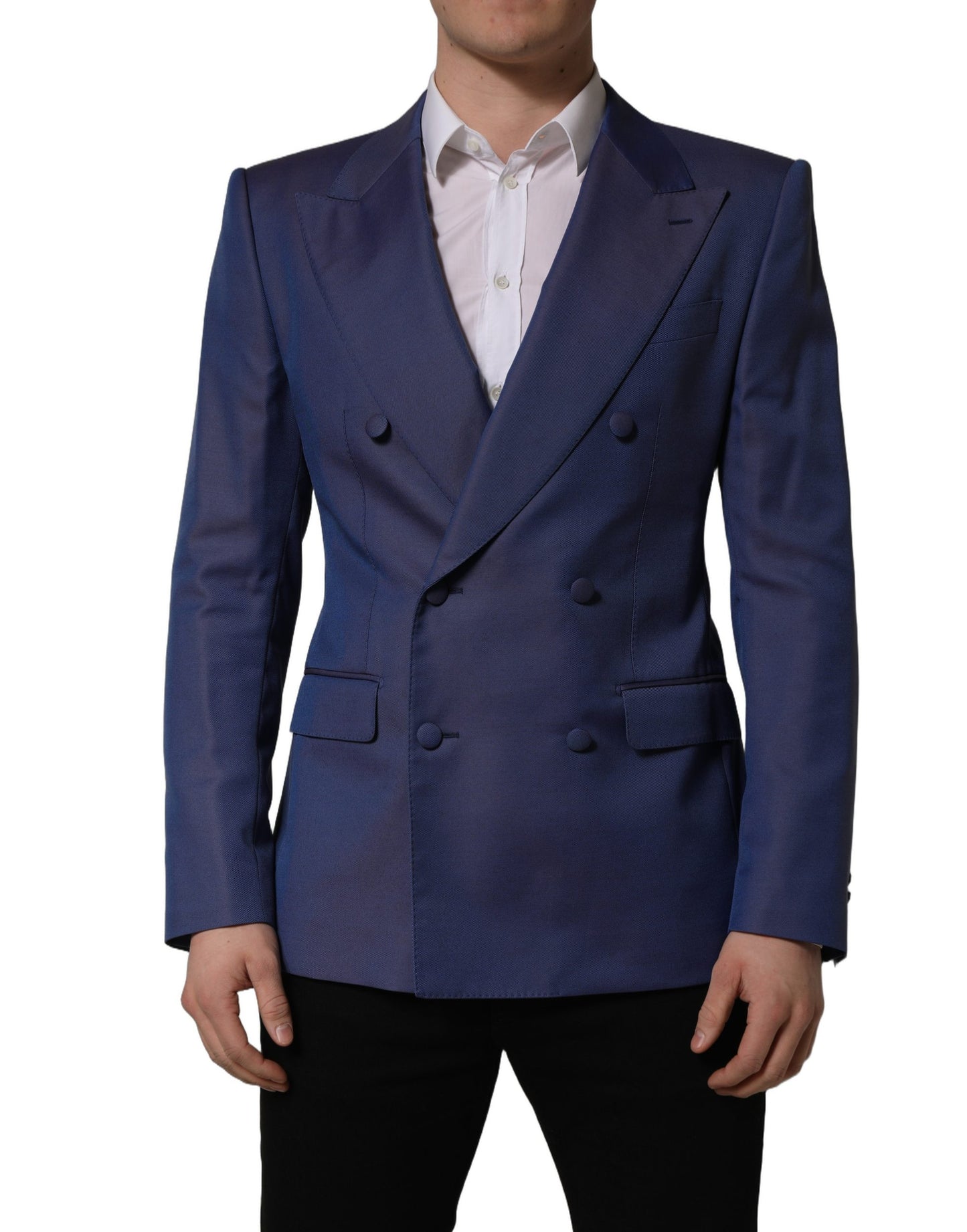 Dolce & Gabbana Americana Azul de Lana Cruzada para Hombre