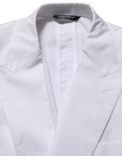Veste de blazer croisée en coton blanc Dolce & Gabbana