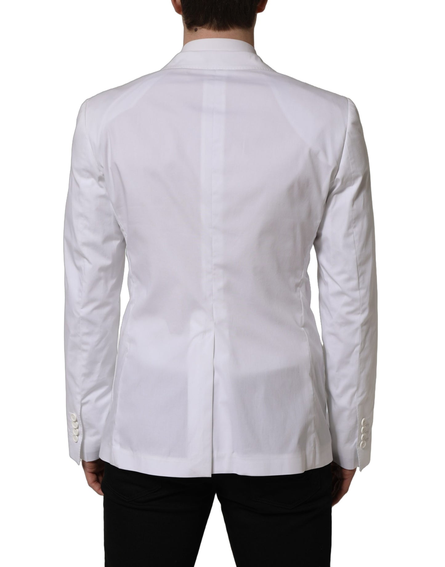 Veste de blazer croisée en coton blanc Dolce & Gabbana