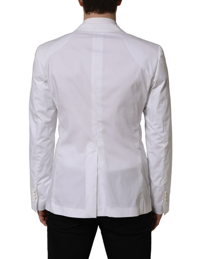Veste de blazer croisée en coton blanc Dolce & Gabbana
