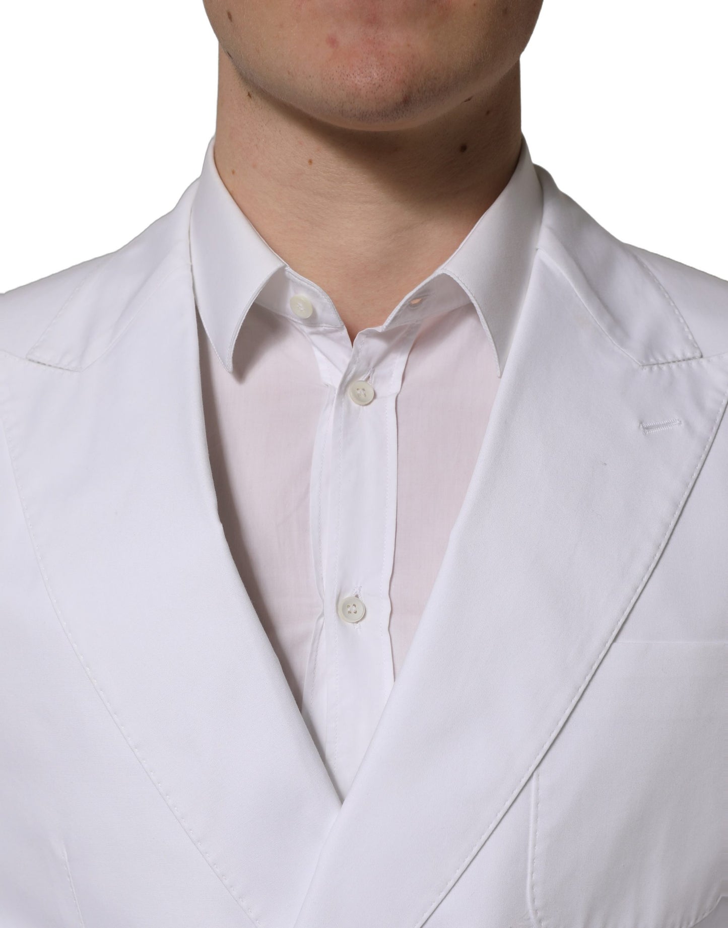 Veste de blazer croisée en coton blanc Dolce & Gabbana