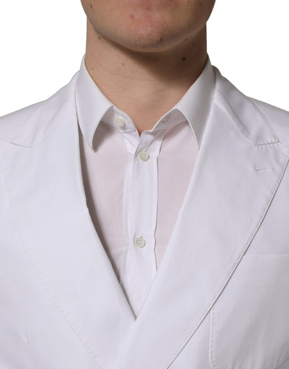 Veste de blazer croisée en coton blanc Dolce & Gabbana