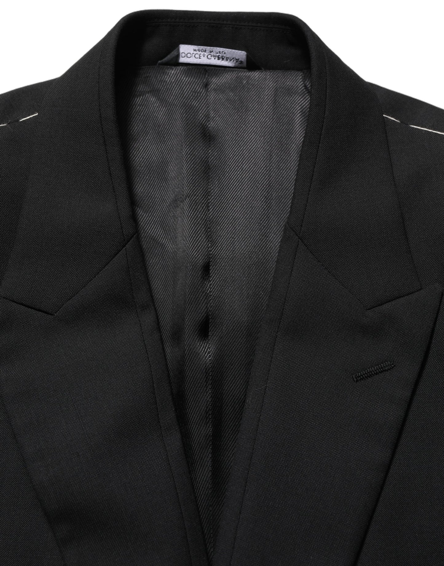 Veste blazer droite en laine noire Dolce & Gabbana