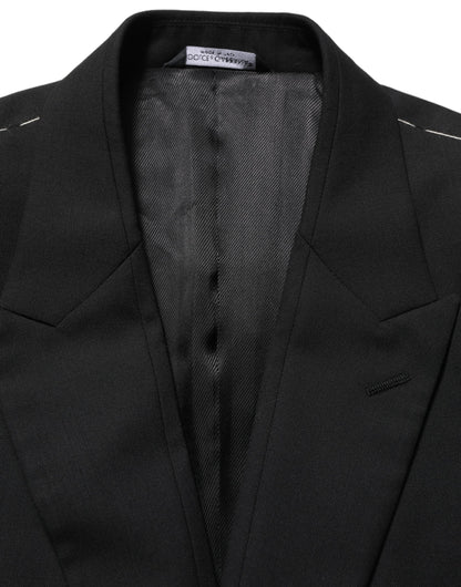 Veste blazer droite en laine noire Dolce & Gabbana
