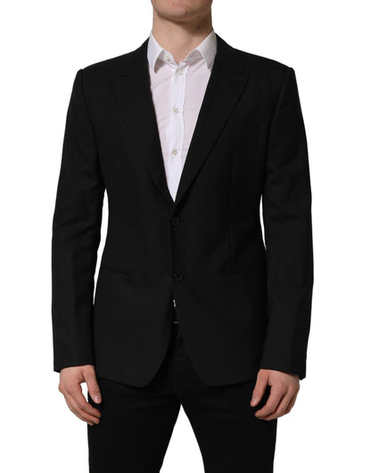 Veste blazer droite en laine noire Dolce & Gabbana