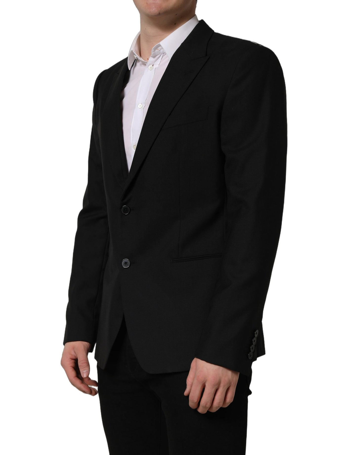Veste blazer droite en laine noire Dolce & Gabbana