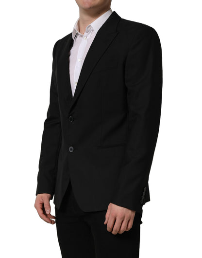 Veste blazer droite en laine noire Dolce & Gabbana