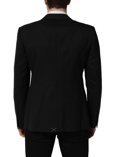 Veste blazer droite en laine noire Dolce & Gabbana