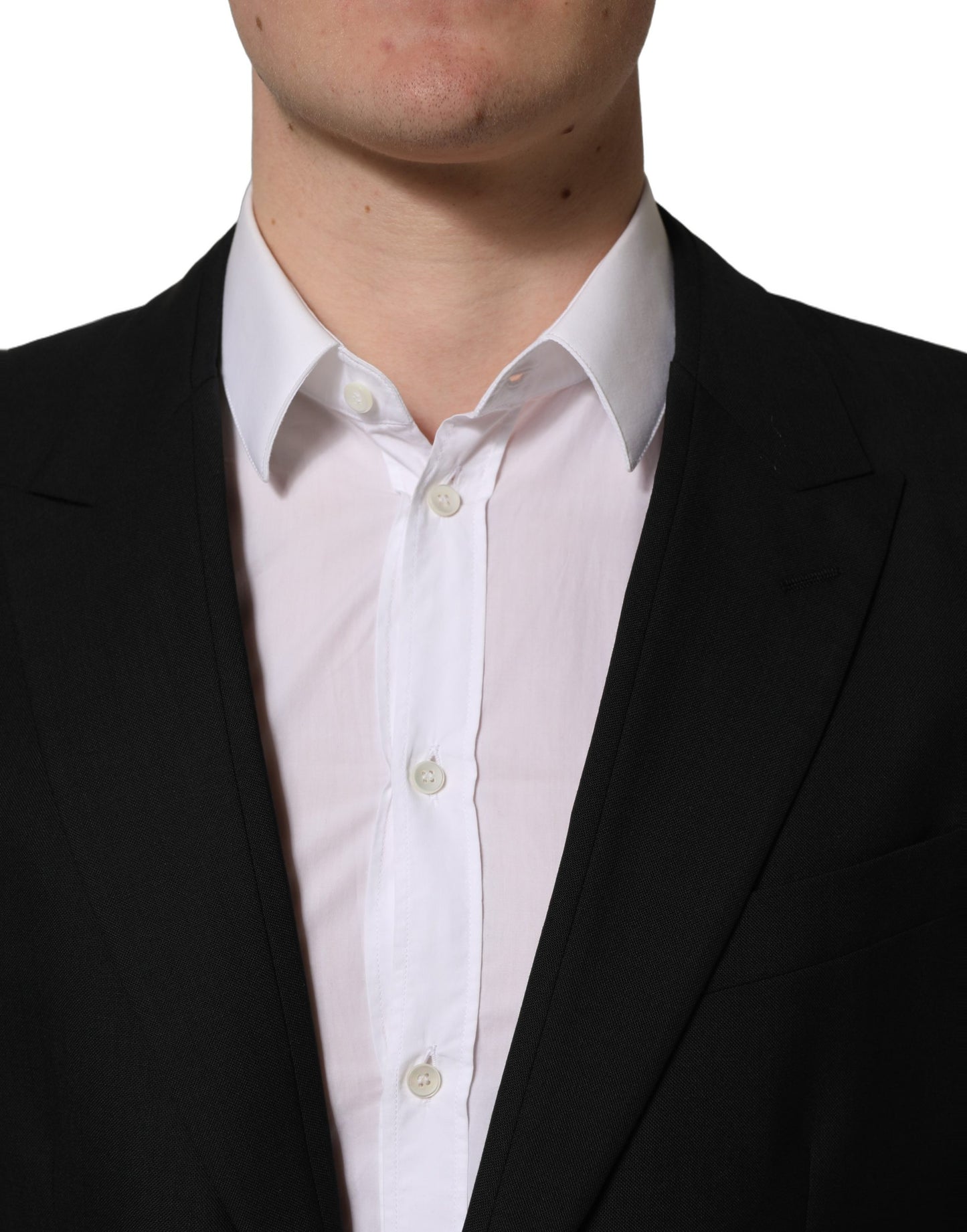 Veste blazer droite en laine noire Dolce & Gabbana
