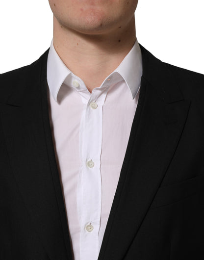 Veste blazer droite en laine noire Dolce & Gabbana