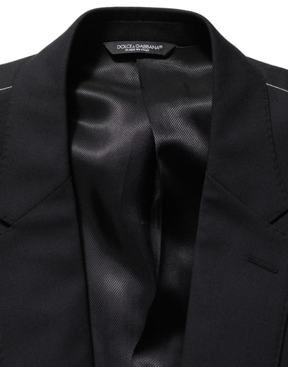 Veste blazer droite en laine noire Dolce & Gabbana