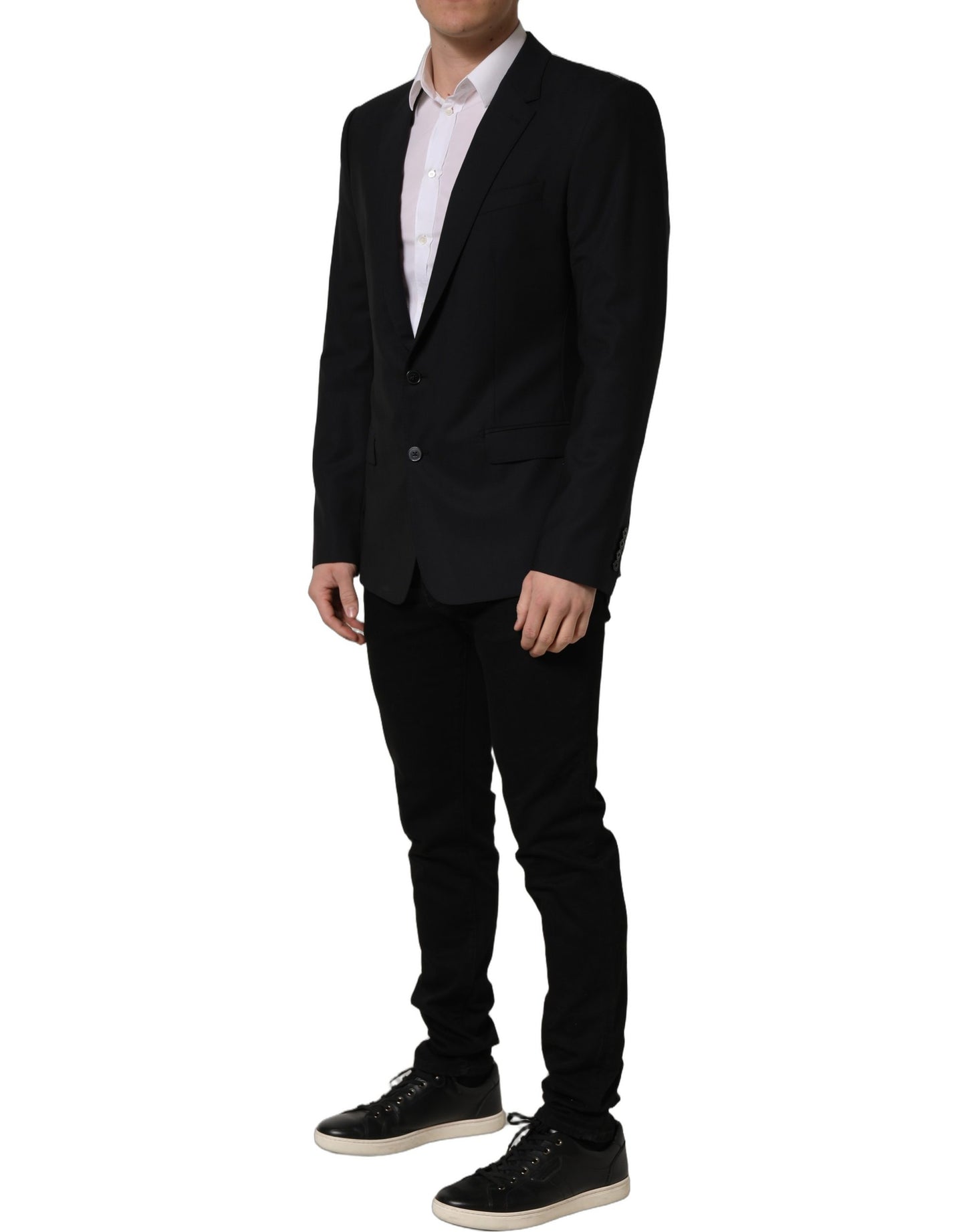 Veste blazer droite en laine noire Dolce & Gabbana