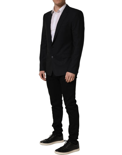 Veste blazer droite en laine noire Dolce & Gabbana