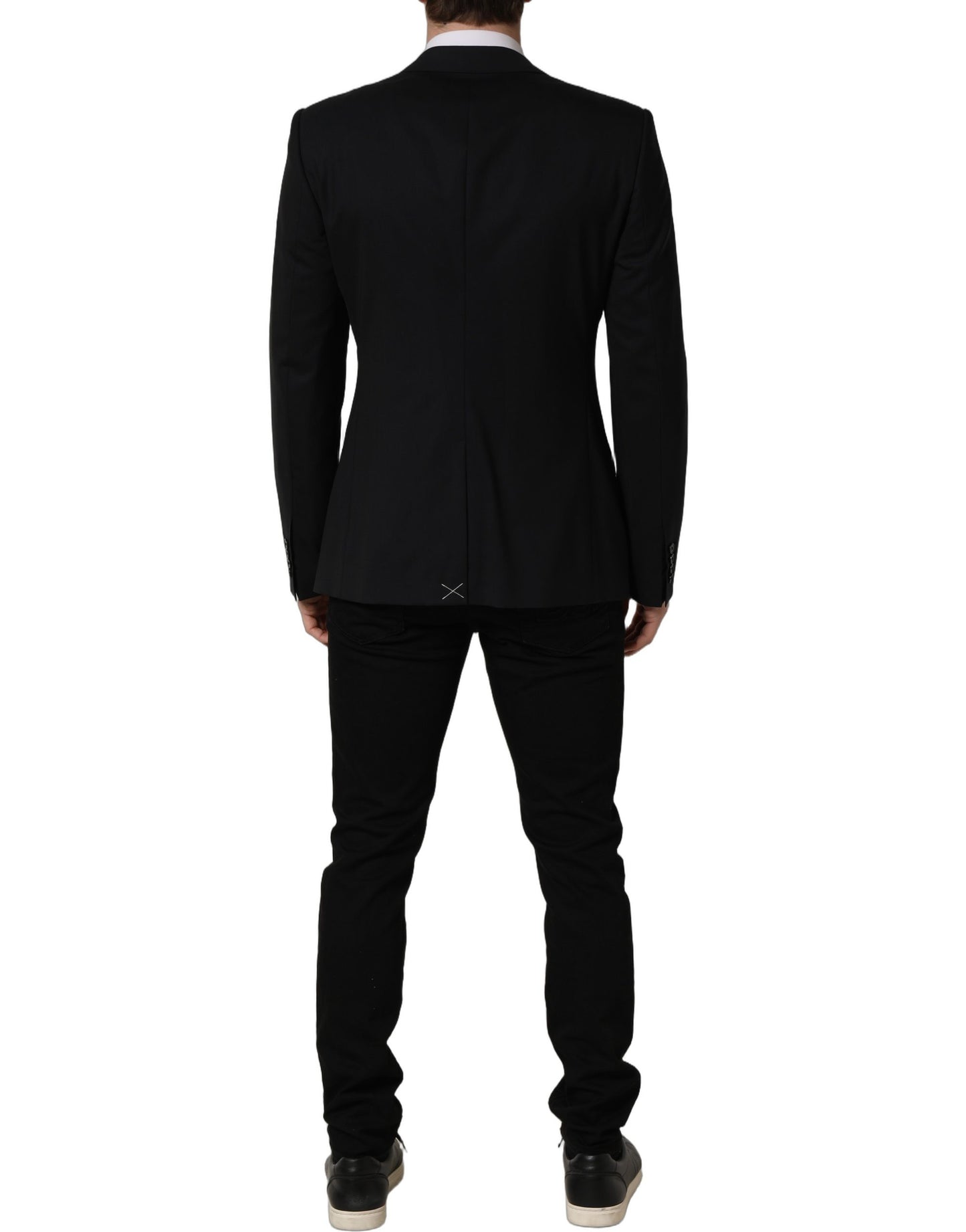 Veste blazer droite en laine noire Dolce & Gabbana