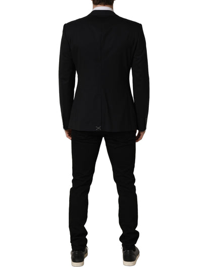 Veste blazer droite en laine noire Dolce & Gabbana