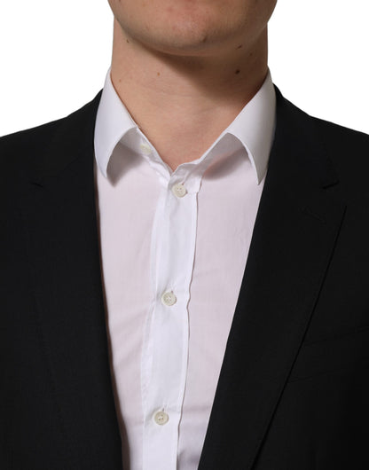 Veste blazer droite en laine noire Dolce & Gabbana
