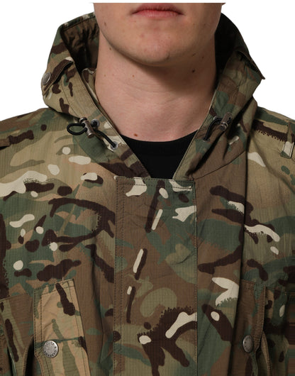 Chaqueta con capucha y estampado de camuflaje multicolor Dolce & Gabbana