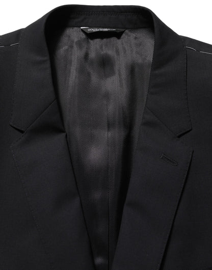 Veste blazer droite en laine noire Dolce & Gabbana