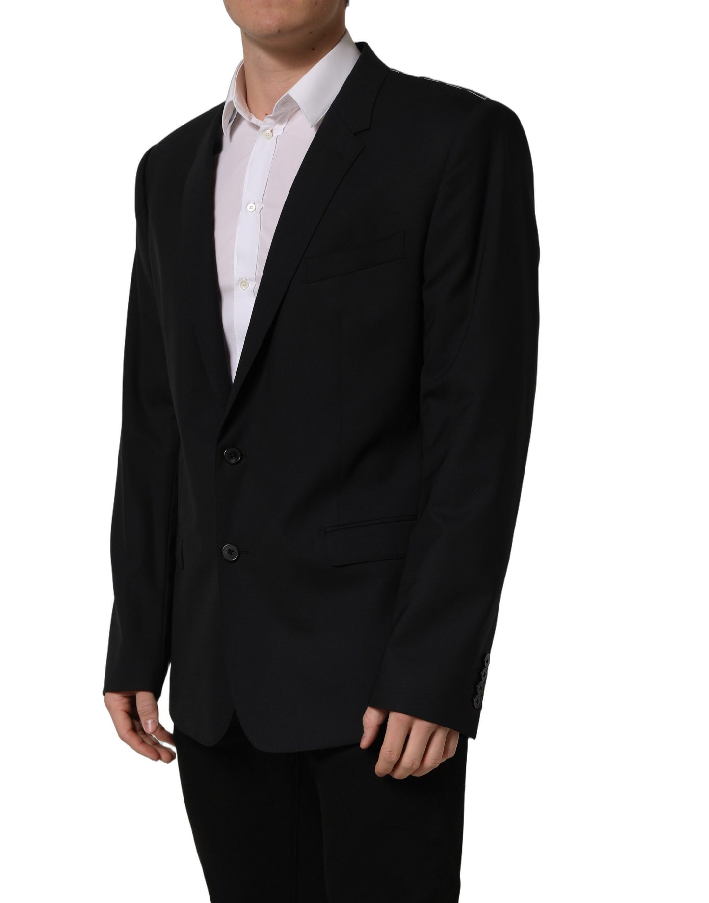 Veste blazer droite en laine noire Dolce & Gabbana