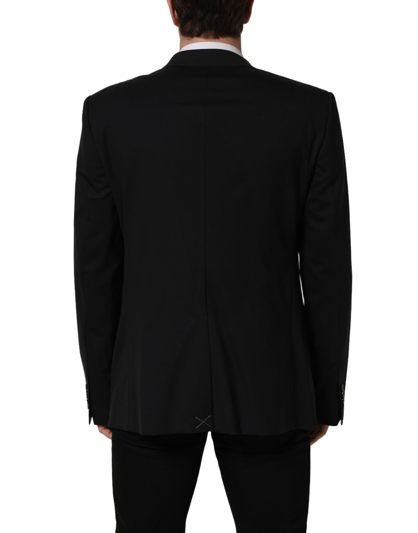 Veste blazer droite en laine noire Dolce & Gabbana