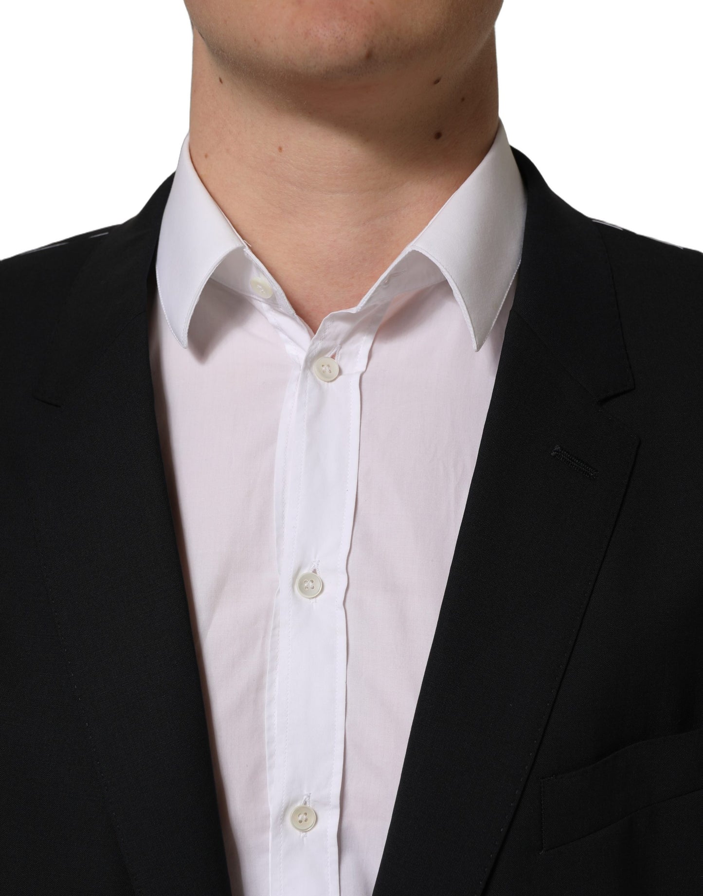 Veste blazer droite en laine noire Dolce & Gabbana