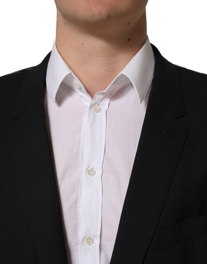 Veste blazer droite en laine noire Dolce & Gabbana