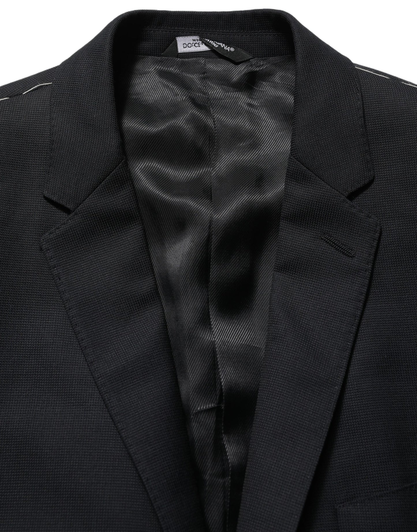 Veste blazer droite en laine noire Dolce & Gabbana