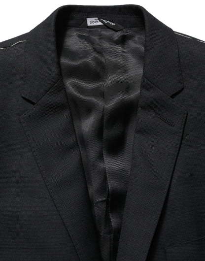 Veste blazer droite en laine noire Dolce & Gabbana