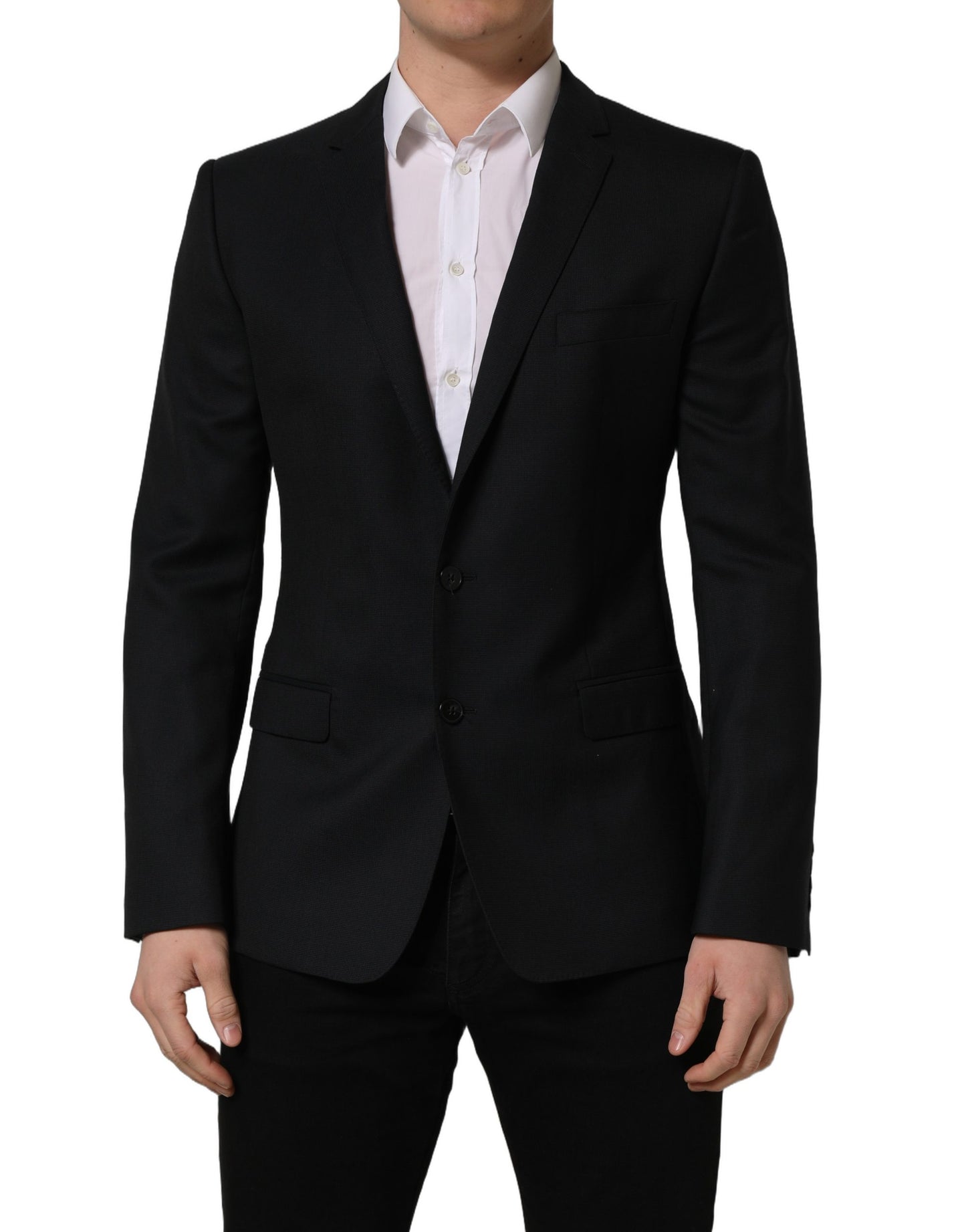 Veste blazer droite en laine noire Dolce & Gabbana