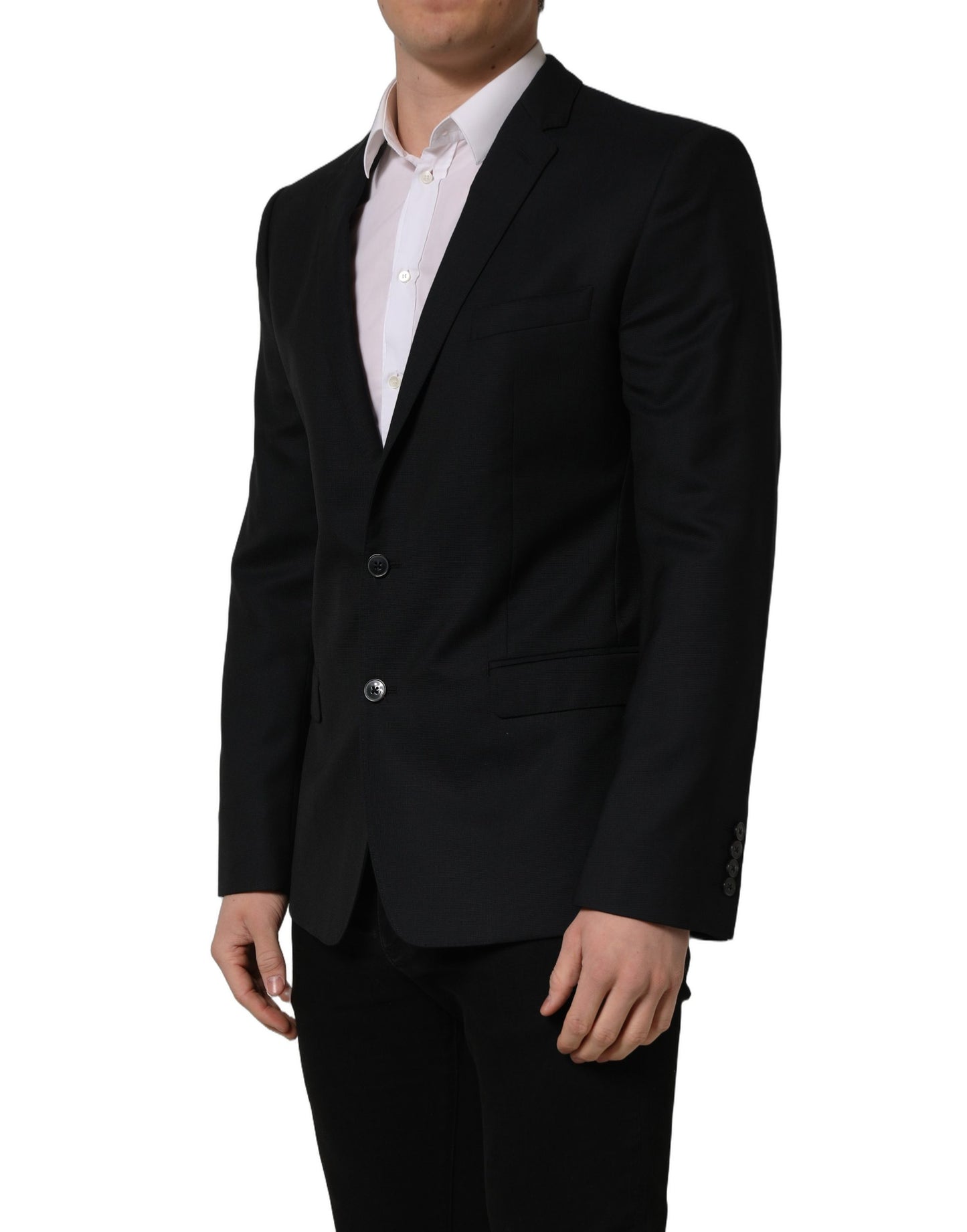 Veste blazer droite en laine noire Dolce & Gabbana