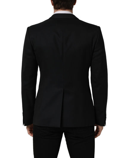 Veste blazer droite en laine noire Dolce & Gabbana