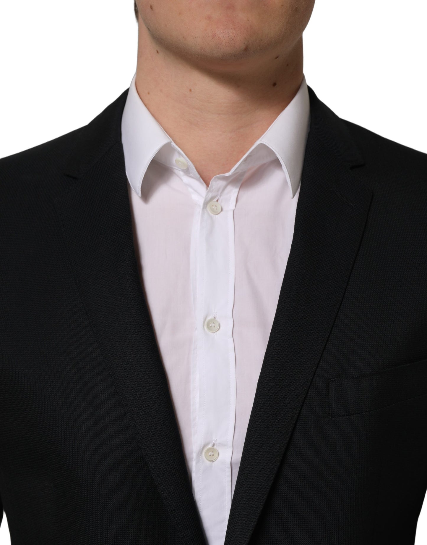 Veste blazer droite en laine noire Dolce & Gabbana