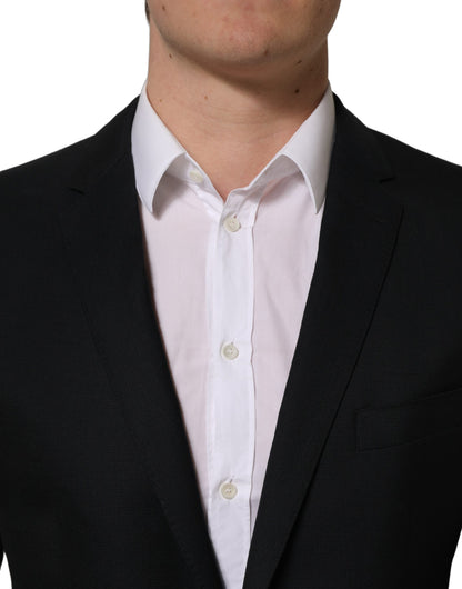 Veste blazer droite en laine noire Dolce & Gabbana