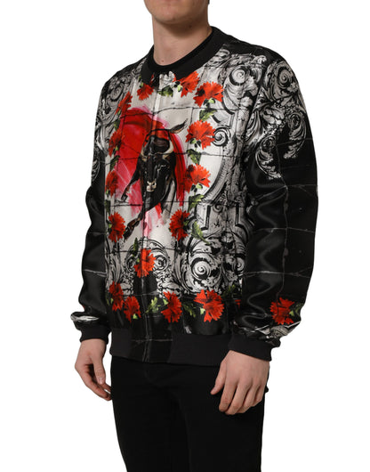 Blouson bombardier imprimé taureau Majolica multicolore Dolce & Gabbana