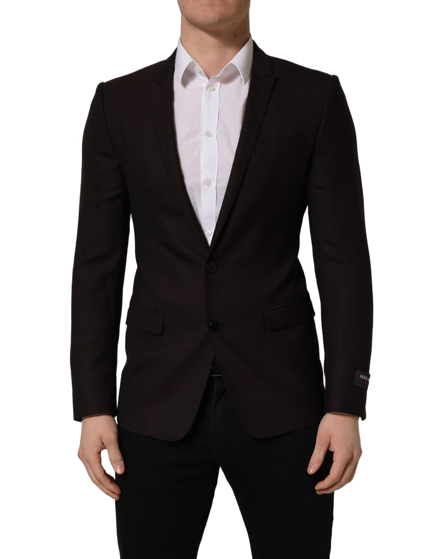 Chaqueta Dolce & Gabbana de hombre de lana marrón dorada con botonadura sencilla