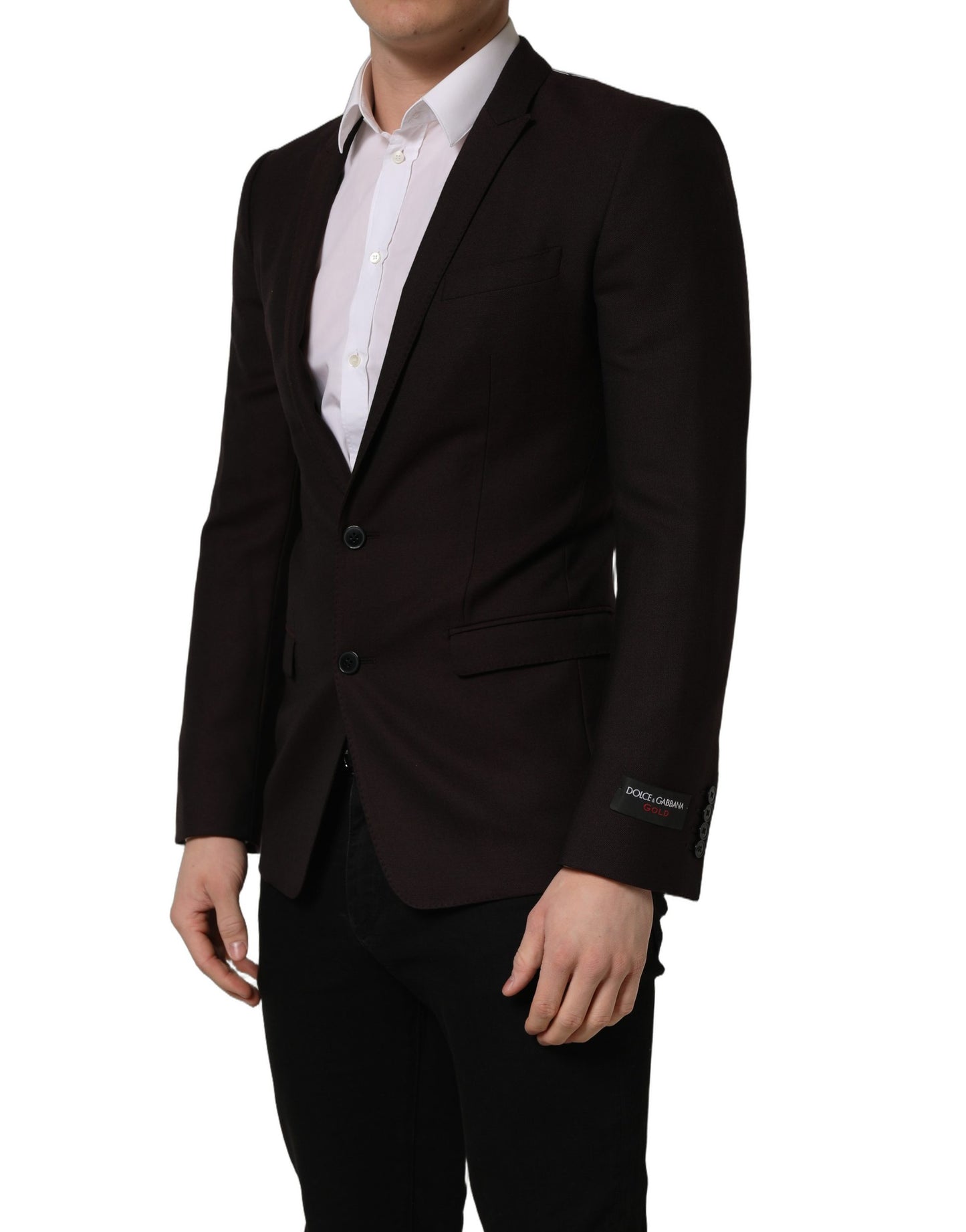 Chaqueta Dolce & Gabbana de hombre de lana marrón dorada con botonadura sencilla